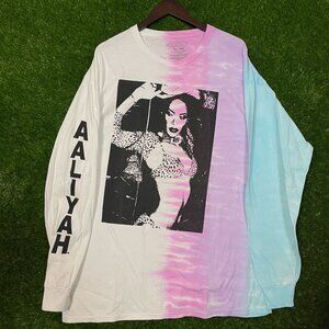 Aaliyah Hip-hop Tie-dye Long Sleeve T-shirt, size 2XL